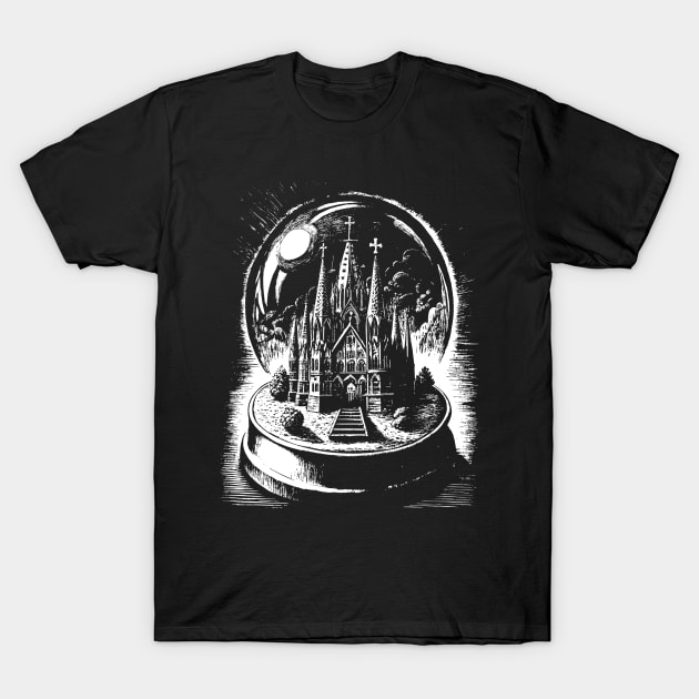 Sagrada Familia Barcelona souvenir in a snow globe T-Shirt by Khrystyna27